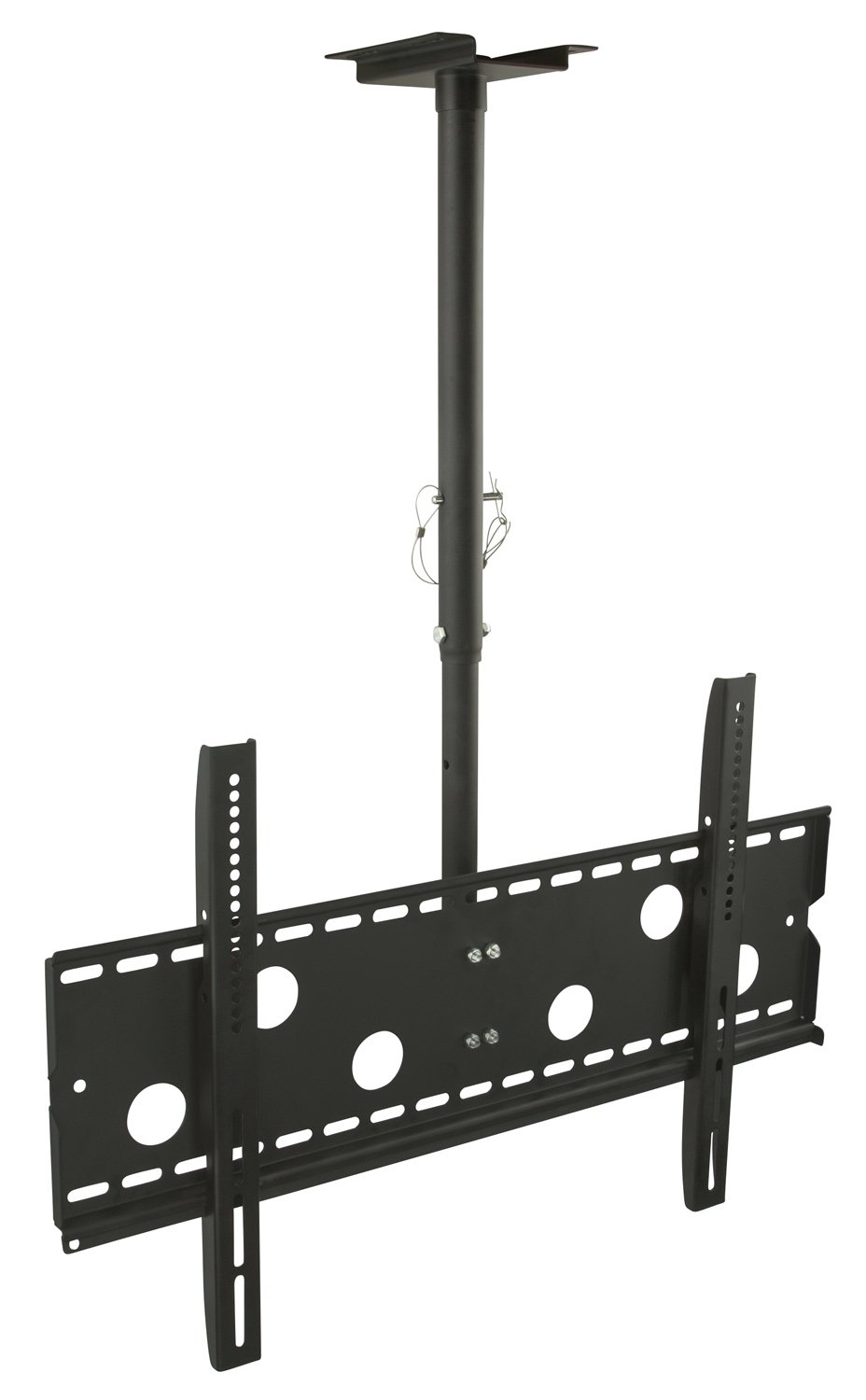 Mount-It Ceiling TV Mount For 32 37 40 42 43 50 55 60 65 70 Inch Flat Panel Televisions, Articulating Hanging Swivel TV Pole Bracket Adjustable Height 175 Pound Capacity, Black (MI-501B), Single