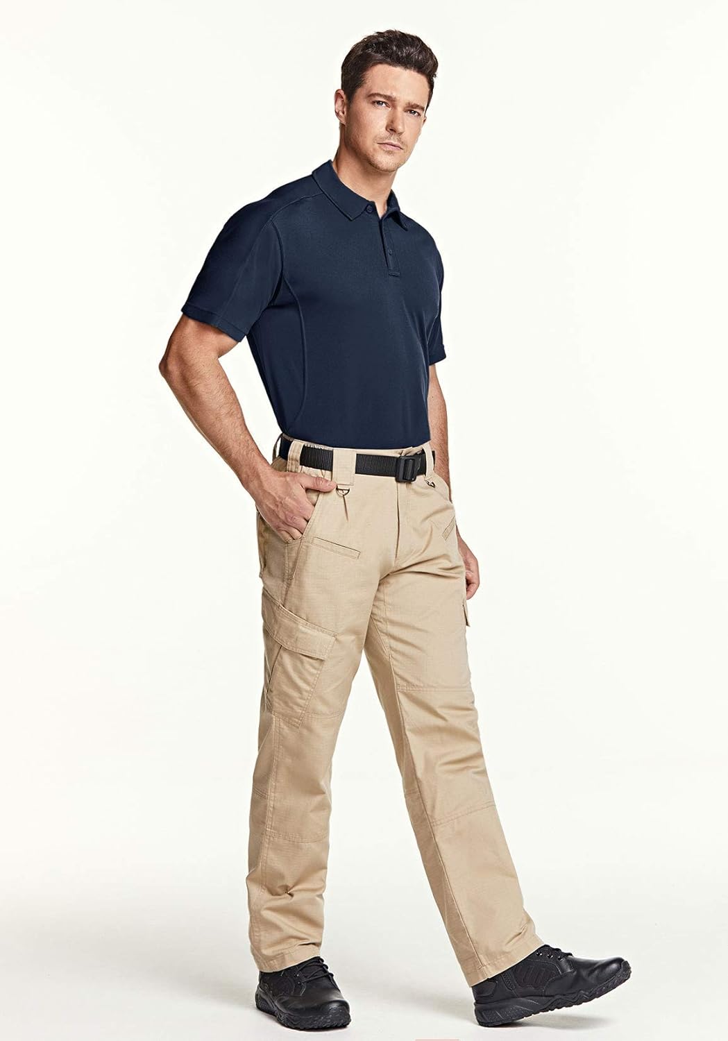 CQR Men's Short Sleeve Tactical Work Shirts, Dry Fit Lightweight Polo Shirts, Outdoor Performance UPF 50+ Collared Shirt: Clothing