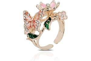 BYETOCE Flowers and Pearl Statement Open Adjustable Rings Dainty Stackable Finger Ornament Silver Jewelry Birthday Wedding Mother's Day Gifts for Women