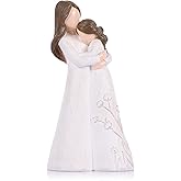 Mother Daughter Figurine – Hand-Painted Resin Mom and Daughter Hugging Sculpture, Sentimental Mother of the Bride Gifts from Daughter, Meaningful Mother's Day Keepsake and Emotional Gifts for Mom