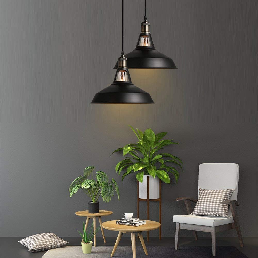 B2ocled 1 Black Ceiling Lights Metal Lamp Shades Industrial Pendant Light Ceiling Lighting Shade 27cm Diameter