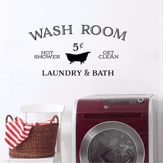 Cmhai Lavado Etiqueta De La Pared Lavandería Y Baño Signo Tatuajes De