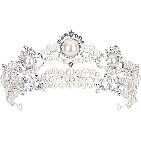Amazon.com: YERTTER Vintage Wedding Beads Crystal Tiara Hair  display picture 3
