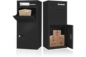 OZG Package Delivery Boxes for Outdoor with Large Storage 17.7"L*15"W*39.4"H, Lockable Parcel Drop Box with Weather-Resistant Anti-Theft Design for Home Office Outside (Black)