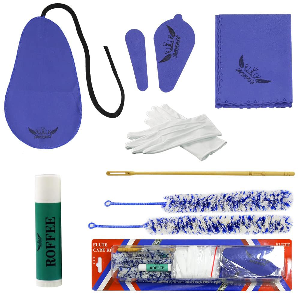 Flute Cleaing Kit,Flute Care & Maintenance Kit,Cork Grease,Swab,Cleaning Cloth,Cleaning Brush,Cleaning Rod