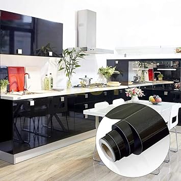 Buy Yenhome 60cm X 5m Glossy Black Vinyl Contact Paper For