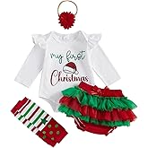 BeQeuewll My First Easter Baby Girl Outfit Newborn Bunny 1st Letter Romper+Tutu Shorts+Headband+Stockings 4Pcs Spring Set