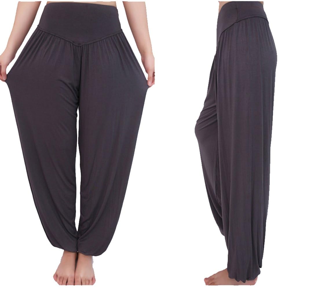 Women's Soft Elastic Yoga Pants Oversized Baggy Trousers Gray XL Clothing