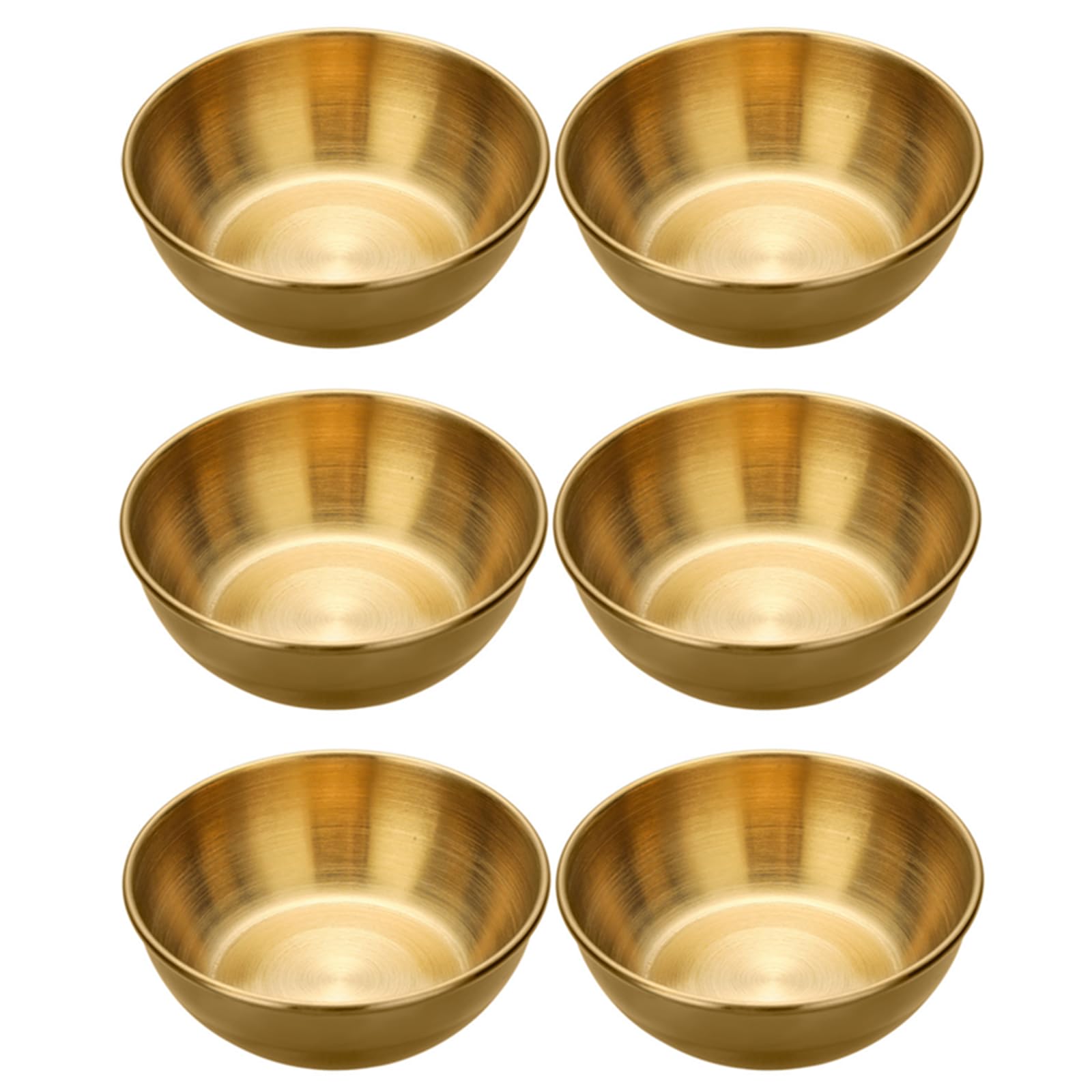 soulnioi Dipping Bowls, Stainless Steel Sauce Dishes, Mini Round Seasoning Dishes, Sushi Soy Snack Bowls for Home Restaurant, Pack of 6-8.2cm Diameter/Gold