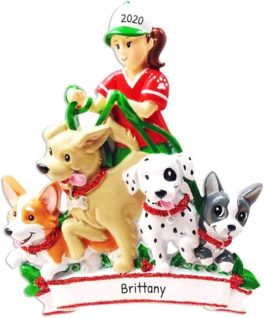 girl and dog ornament