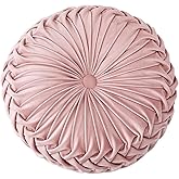 Round Velvet Pillow for Couch Small Handmade Decorative Throw Pillow for Bed Bedroom 13.7” Pink