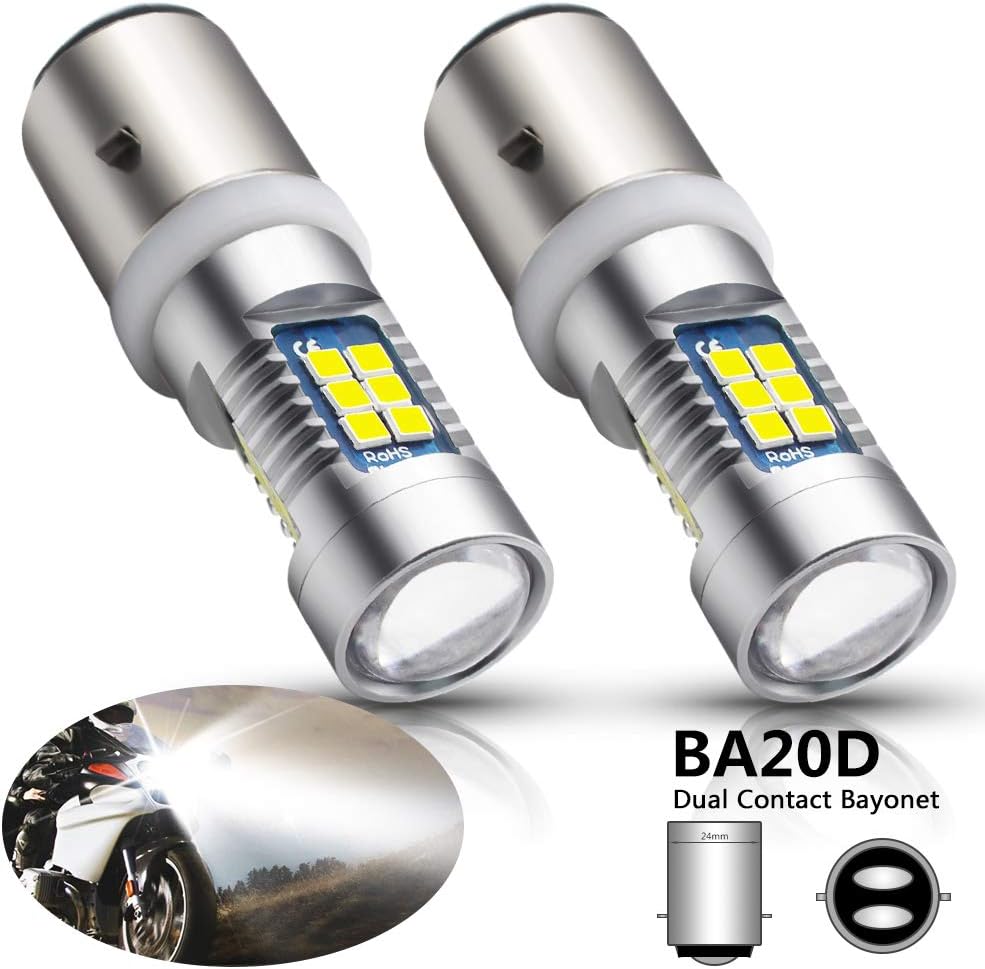 Boodlied 2x H6 BA20D Type 15W High Power 3030 Chips 21SMD LED Bulb 6000k~7000k Super White Turn Signal Fog HeadLight 6000~6500K 840LM (2-Pack)