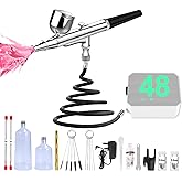 MADETEC Professional Nail Art Airbrush Kit with Compressor - 3 Adjustable PSI (25/35/48), Stable Pressure, 0.2/0.3/0.5mm Nozzles, Non-Clogging for Nail Art, Painting, Model, Cake ect White