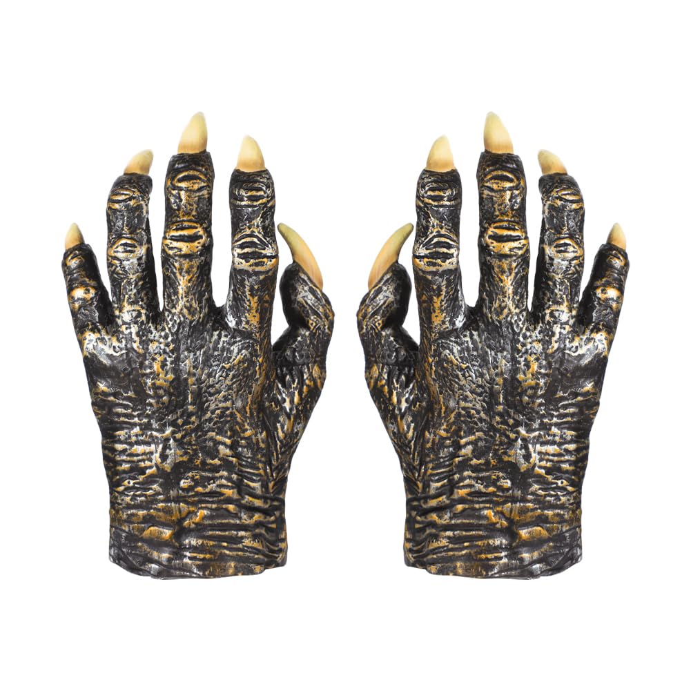 Halloween Scary Paw Claws Gloves Werewolf Wolf Claws Glove Horror Animal Hands Mittens Creep Monster Paw Mittens Halloween Fancy Dress Costume Accessory Cosplay Party Props for Haunted House