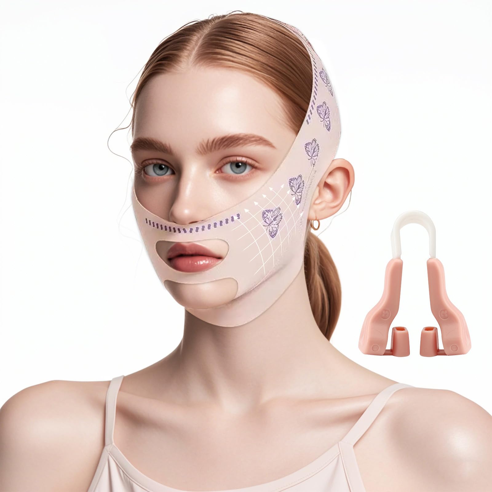 V Face Masks, Beauty Face Sculpting Sleep Mask V Line Lifting Mask Reusable Double Chin Reducer Face Slimming Belt for Saggy Face Skin Improvement Face Morphology