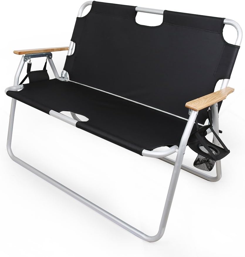 Holi Fine® Negro Sillas Plegables En Jardín emergente Bar Doble Asiento