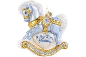 Christopher Radko Hand-Crafted European Glass Christmas Tree Decorative Figural Ornament, Baby's First Christmas Foal
