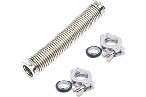 QMINOX KF25 Vacuum Hose Kit, 2-Pack 200mm SS304 Bellows with N25 Flanges, 2 Clamps, 2 Rings, 2 FKM O-Rings for Vacuum System