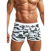 MIZOK Mens Quick Dry Square Leg Swim Shorts Boxer Brief Beach Swimsuit Trunk