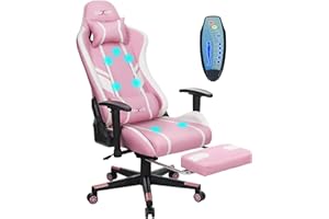 Douxlife 7-Point Massage Gaming Chair, 175° Gaming Recliner with Footrest Ergonomic Computer Gaming Office Chair High Back Video Game Chair with Lumbar Support, Upgraded Version Pink