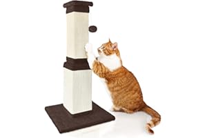 AGYM Cat Scratching Post, 32 Inch Large Cat Scratch Post for Cats and Kittens, Nature Sisal Modern Cat Scratcher for Indoor Cats, Protect Your Furniture and Exercise Cats, Brown