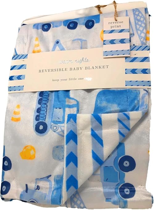 Amazon Com Warm Night Work Zone Bulldozers Danger Cones Construction Hats Reversible Minky Baby Blanket 30 X 40 In Home Kitchen
