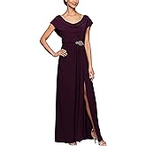 Alex Evenings Womens Long Cowl Neckline Mother of The Bride Dress, Formal Event Gown (Petite and Regular Sizes)