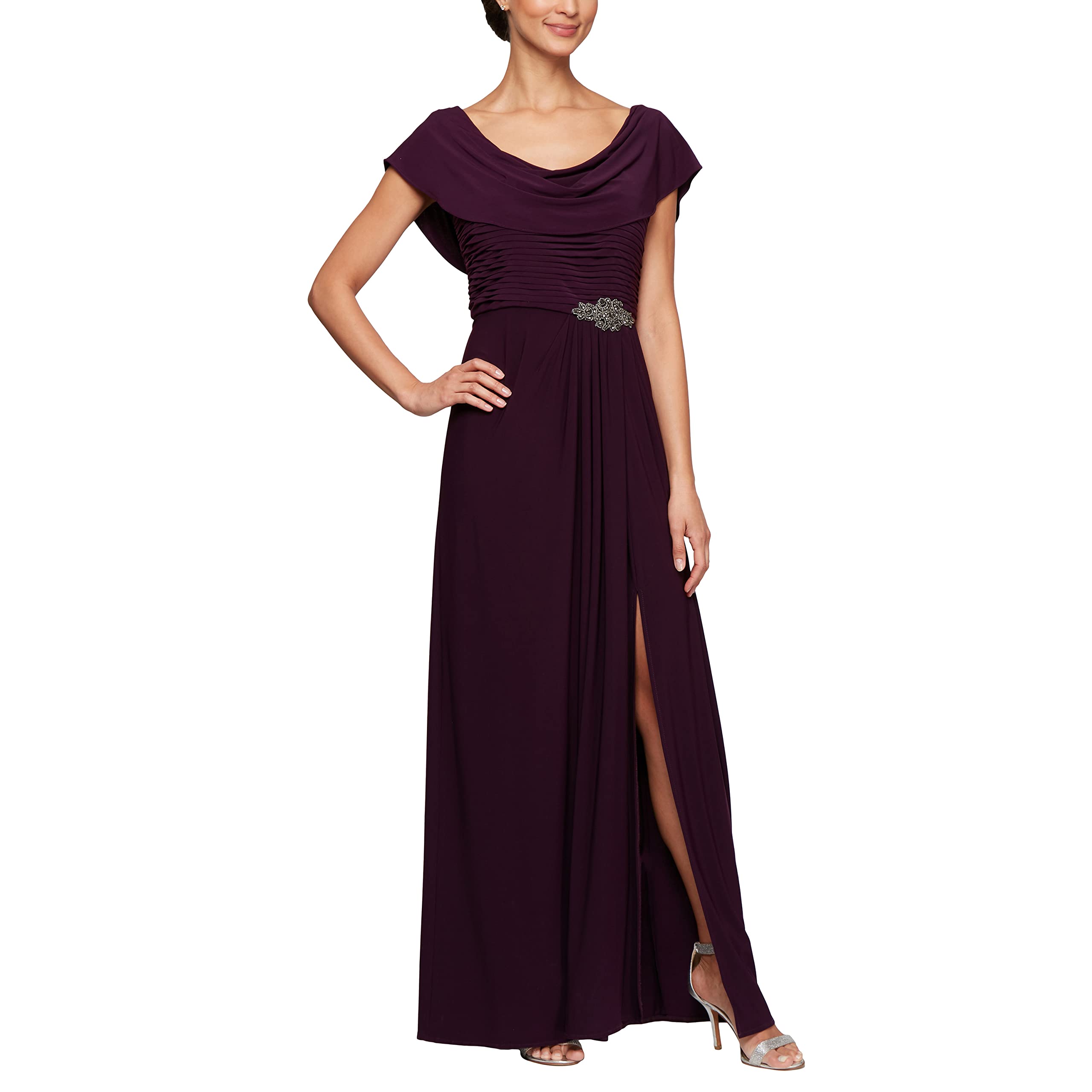 Alex Evenings Women's Long Cowl Neck A-Line