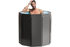 JSQBSECL Portable Foldable Bathtub, 28" Foldable Freestanding Bathtub for Adults, Hot Bath Tub, Ice Bath, Family Bathroom SPA Tub Indoor & Outdoor (Black)