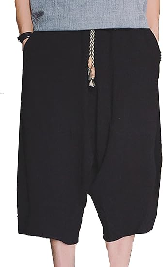 Amazon Heaven Days ヘブンデイズ リネン 綿麻 パンツ コットン ズボン 緩い ウエストゴム ウエスト紐 ポケット サルエル パンツ ハーフパンツ メンズ 1706k0970 事務服 オフィス制服 通販