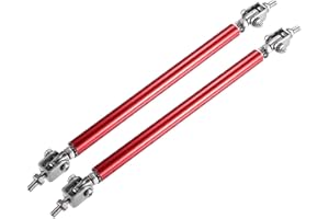 ACROPIX Universal Adjustable Aluminum Alloy 6"-8" 150mm Car Front Bumper Lip Splitter Strut Rod Tie Support Bars Red - Pack o