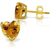 14k Yellow Gold Natural Heart-shaped Citrine Stud Earrings
