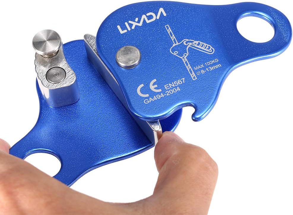 Lixada Rock Climbing Ascender Ultralight Fall Arrest Protection Belay Device Self-Locking 8-13MM Rope Grip Clamp for Outdoor Climbing and Rescue, Blue : Sports & Outdoors