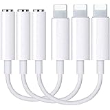 3 Pack Lightning to 3.5 mm Headphone Jack Adapter, Apple MFi Certified Veetone iPhone Audio Dongle Cable Earphones Headphones