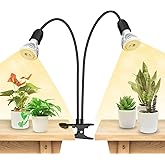 SANSI LED Grow Lights for Indoor Plants, Lifetime Free Bulb Replacement, 300W Full Spectrum Dual Gooseneck Clip Plant Grow Light with Optical Lens for High PPFD Growing Power Lamp,No Timer
