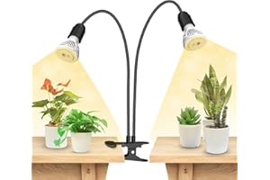 SANSI LED Grow Lights for Indoor Plants, Lifetime Free Bulb Replacement, 300W Full Spectrum Dual Gooseneck Clip Plant Grow Light with Optical Lens for High PPFD Growing Power Lamp,No Timer