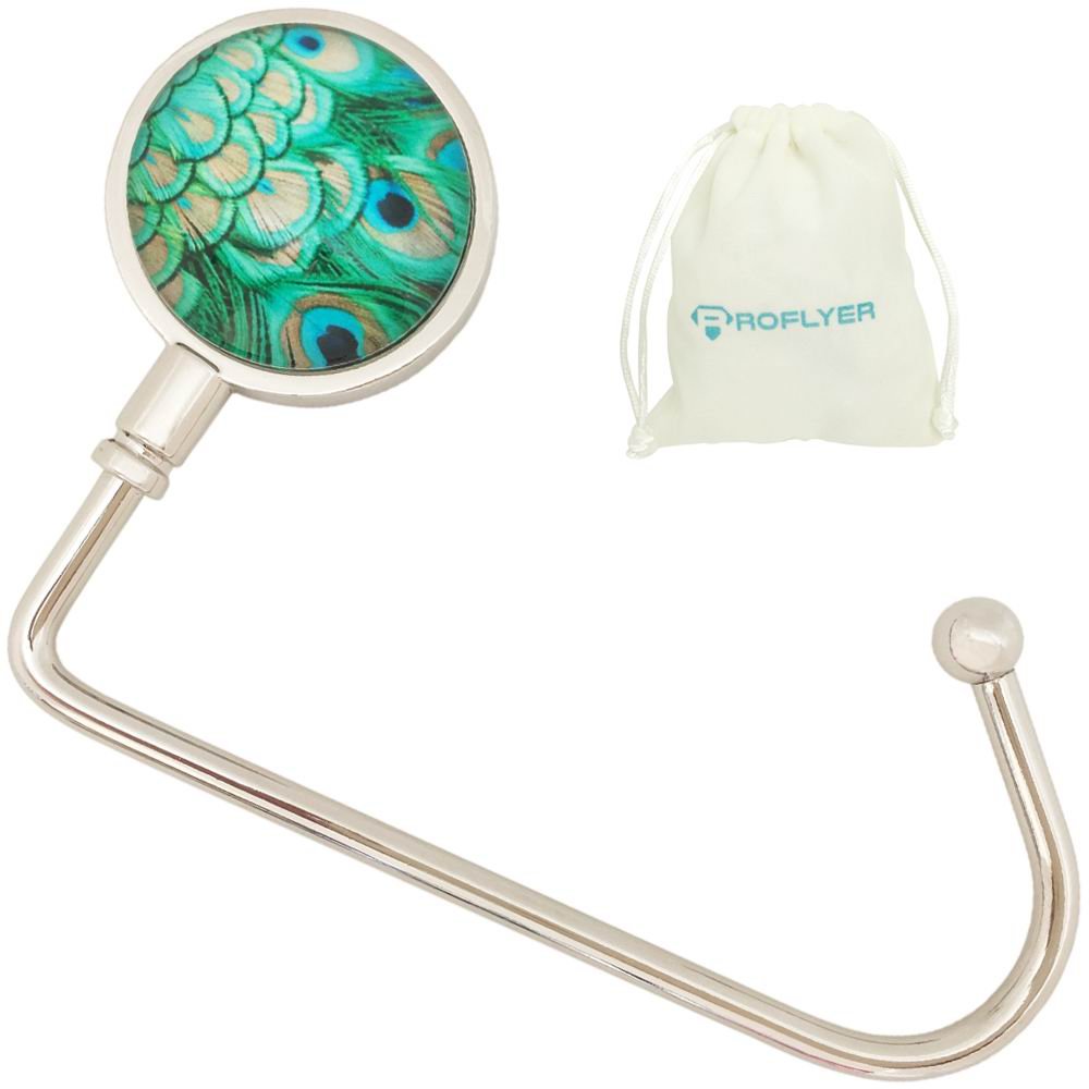 ROFLYER Purse Hook Hanger for Table, Bar, Long Handbag Hanger with Velvet Pouch