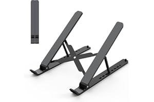 Laptop Stand for Desk, Adjustable Laptop Riser ABS+Silicone Foldable Portable Laptop Holder, Ventilated Cooling Pad Notebook 