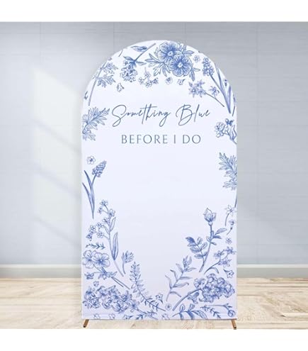 KONPON Bloom Blue Vintage Floral Arch Backdrop Cover - Chinoiserie Theme Party Decor