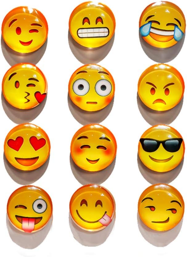 Refrigerator Magnets - 12 Pack 3 D Emoji Magnets for Whiteboard/Dishwasher, Cute Magnetic Emoji Chriatmas Gift Office Supply Fun Fridge Magnets for Toddlers By Aibily
