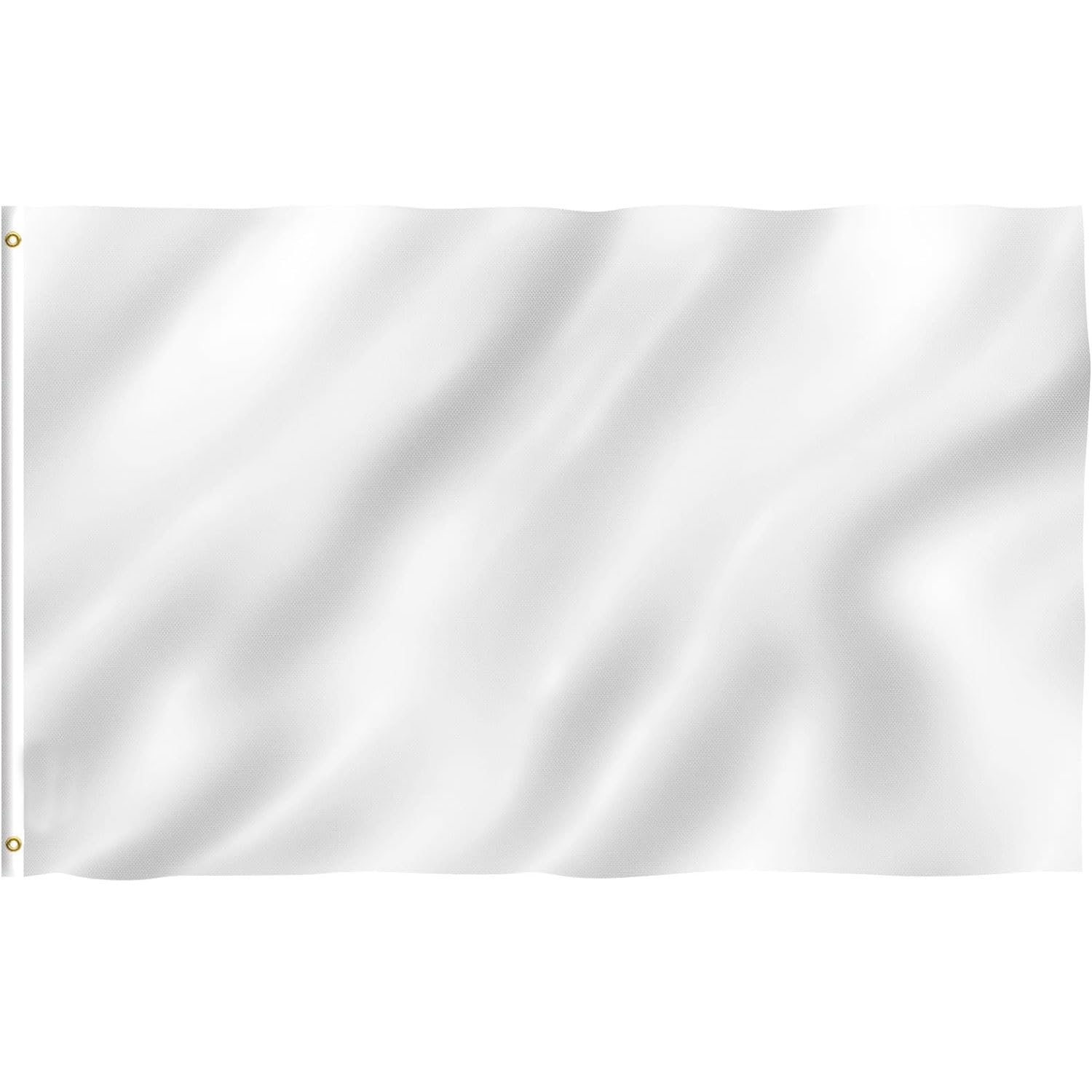 Photo 1 of Roll Maven 1 Piece 3x5 Foot White Flag | Plain Color and Fade Proof - Canvas Header and Double Stitched | Lightweight Duty Outdoor Polyester Solid Flags with Brass Grommets (3 x 5 Ft)