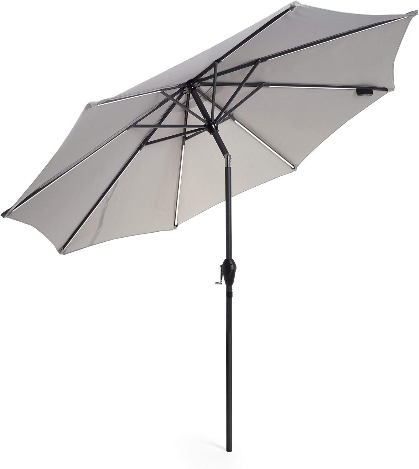 VonHaus 2.7m Grey Garden Parasol with Steel Pole Outdoor Parasol with