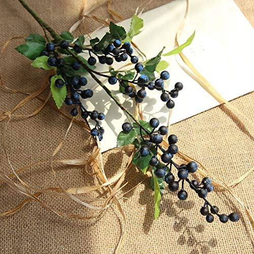 Roossys 3Pcs 70Cm Christmas Berry Stems-Berry Artificial Flowers Decoration-Wedding Flowers Decorations-Artificial Flower Stamens-Artificial Flowers Crafting-Artificial Flowers Christmas (Deep Blue)