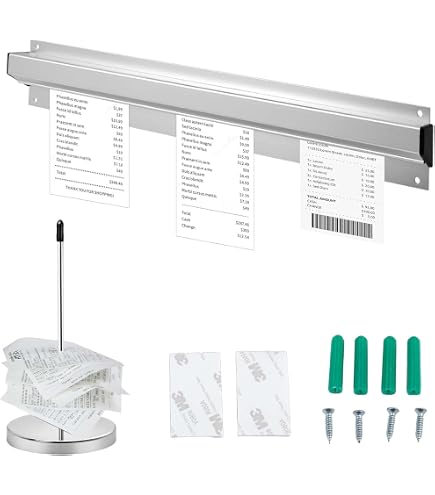 30cm Self-Adhesive Aluminium Receipt Holder Bar - Clamp Rail For Kitchen, Bar, Office Order Tickets
