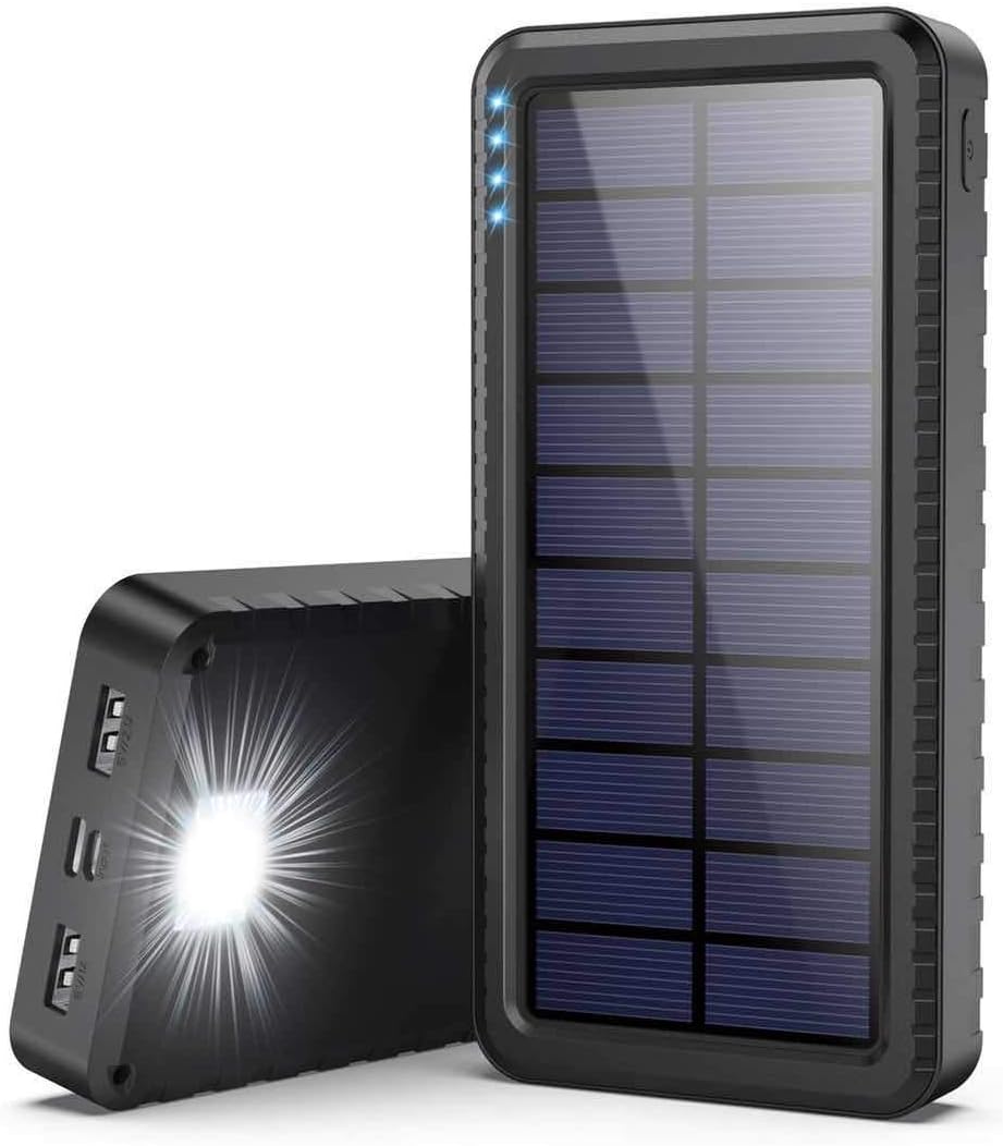 Dyw Batterie Externe Solaire 26800mAh avec Entrée de Type C, Chargeur