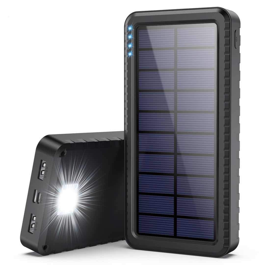 Solar Power Bank 26800mAh, Solar Portable Charger With Type C Port
