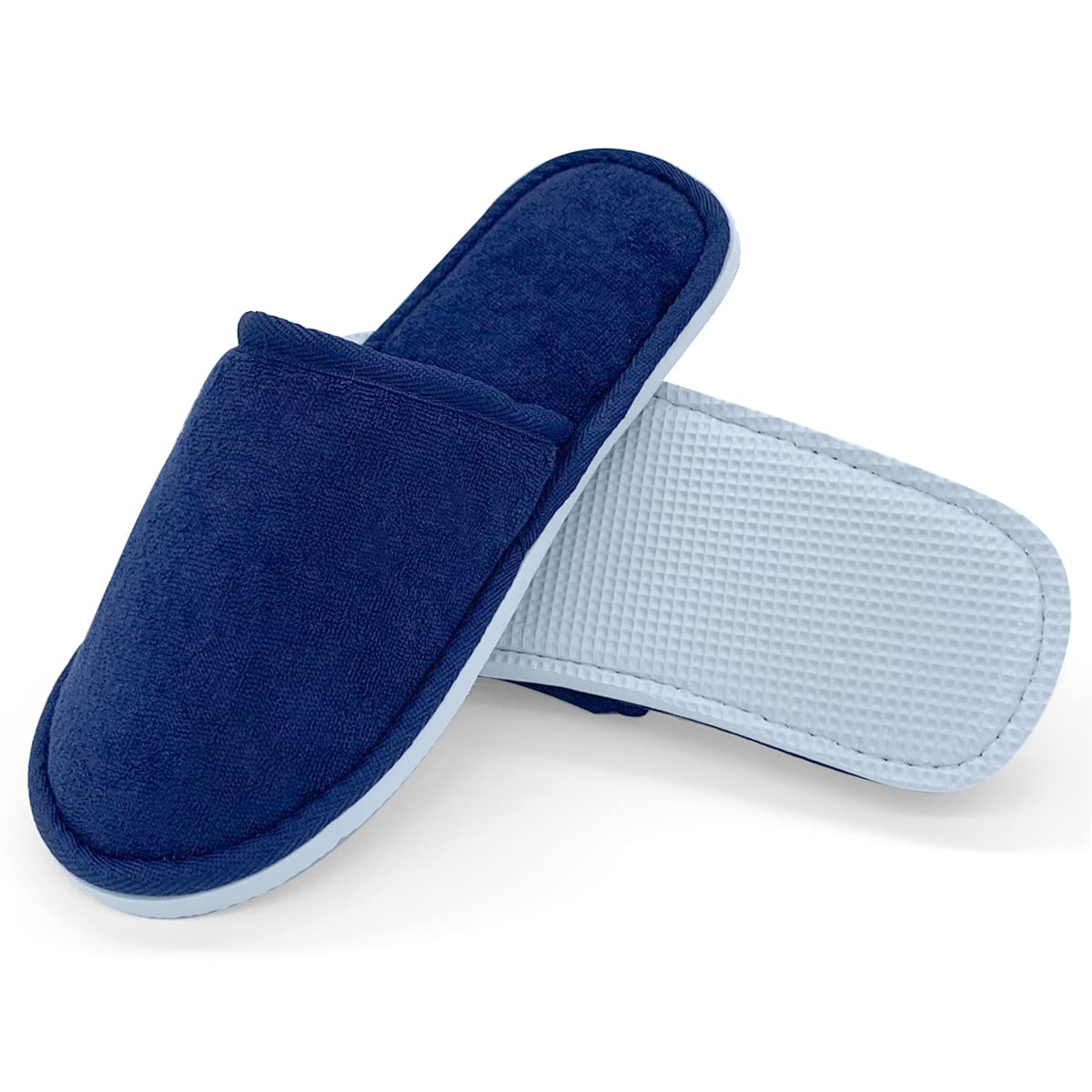 JOMIX Unisex Soft Comfy Ultra Light Sponge Slippers Set Guest Visit Hotel SPA Travel Non-Disposable Slippers Set MD3762 ( 02 Blue 2 pairs, 4 )