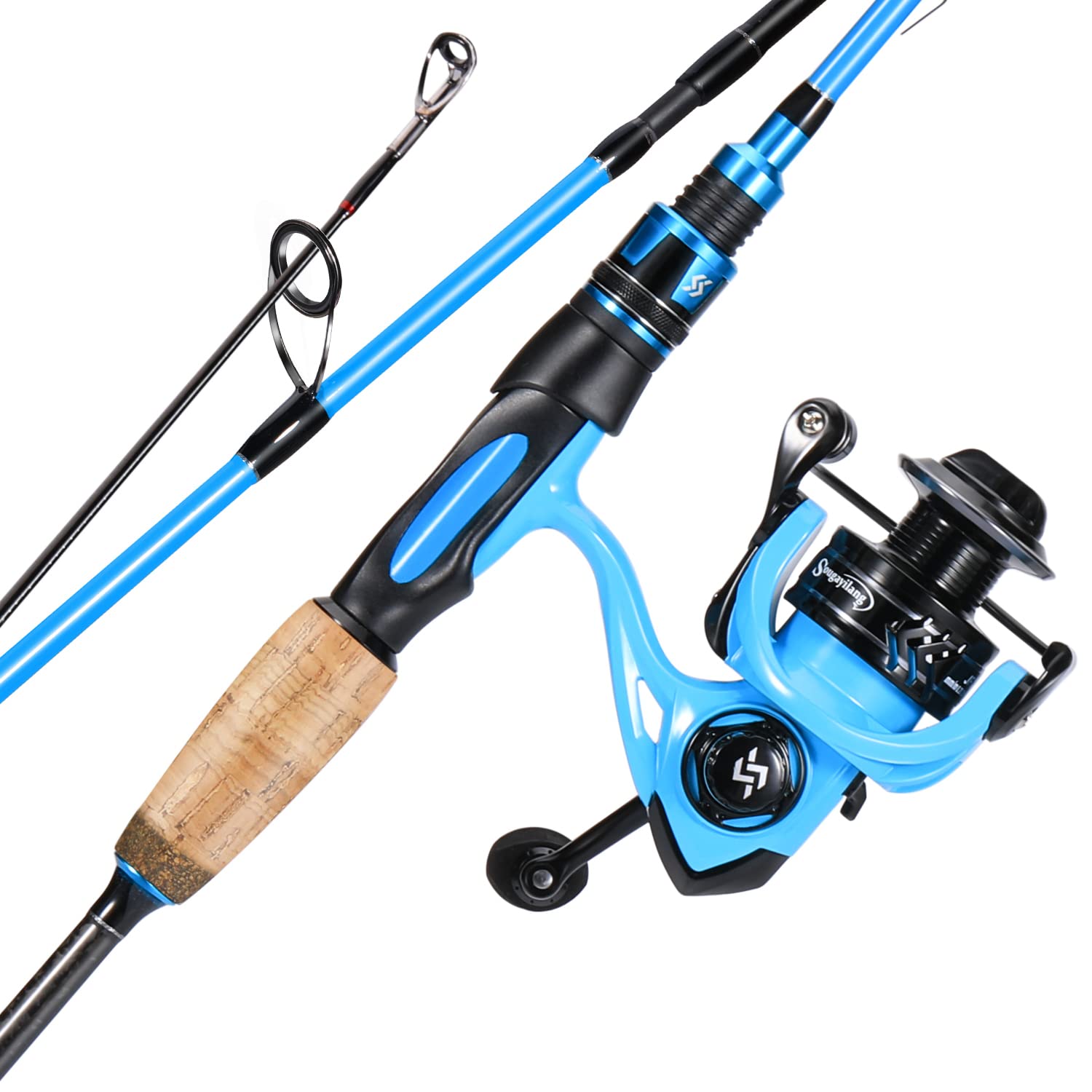 Sougayilang Spinning Combo, MH 1.8M/2.1M Fishing Pole and 2000 Spinning Reel Set, Fishing Rod and Reel Commbo for Bass Fishing Tackle-2.1L