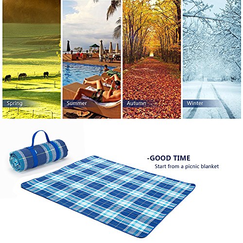 YONOVO Outdoor Water-Resistant Acrylic Picnic Blanket for Camping Beach Outdoor (Blue-A-1.5M) - Thumbnail 4