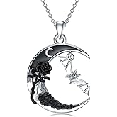 LEECCI Bat/Spider Necklace 925 Sterling Silver Bat/Spider Pendant Gothic Necklace Bat/Spider Jewelry Gifts for Women